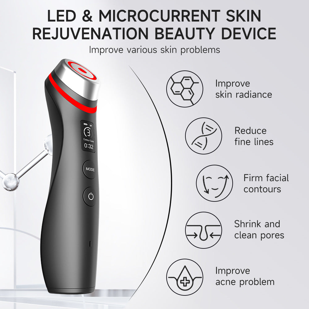New Product 5 Color Light Import EMS Micro-current Vibration Massager Red Blue Light Water Light Pore Beauty Instrument